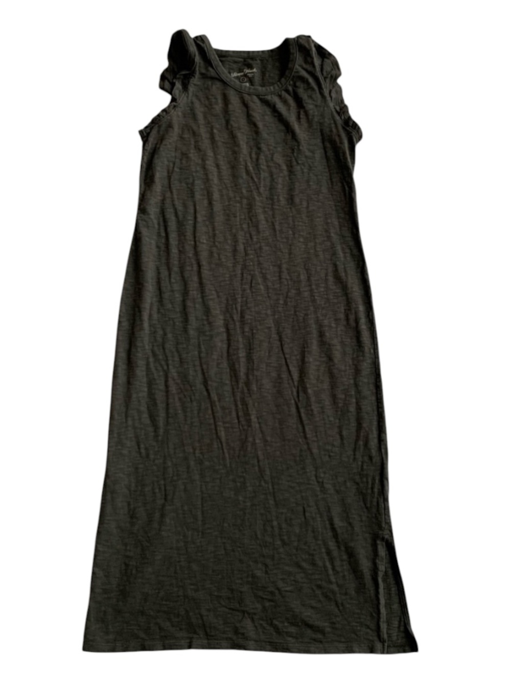 Universal Thread Dark Grey Basic Long Dress with Ruffled Cap Sleeves Size S